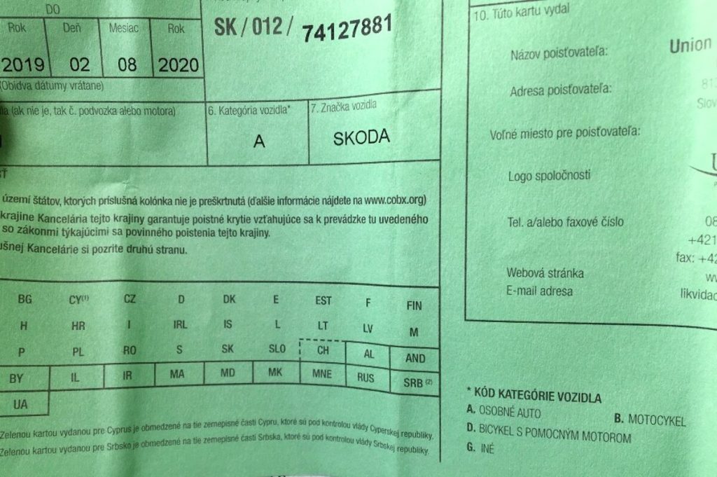 prasini karta autokinitou